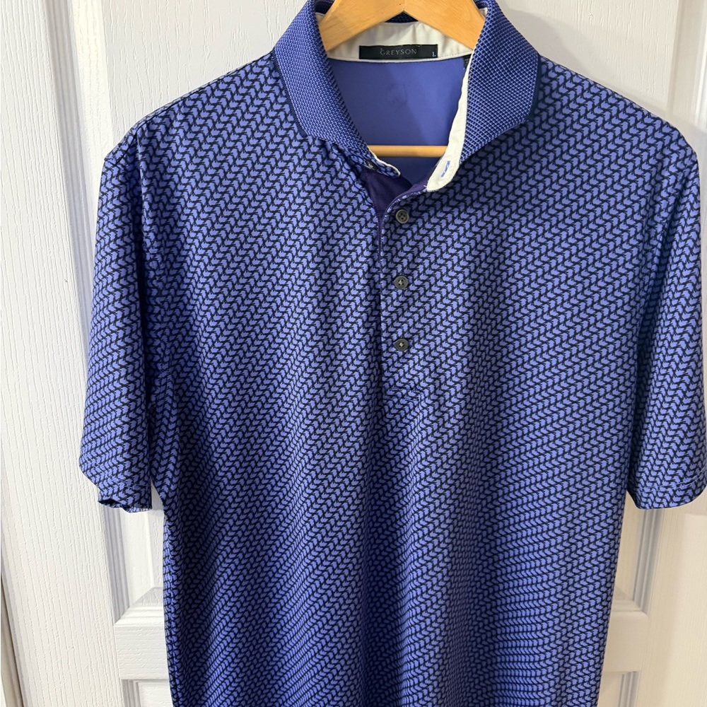 Greyson Purple-Blue Geometric Polo